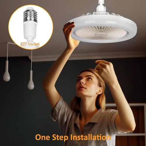1/2PCS Socket Fan E27 Ceiling Fan 30W with Dimmable LED Light Remote Controller - Picture 5 of 21
