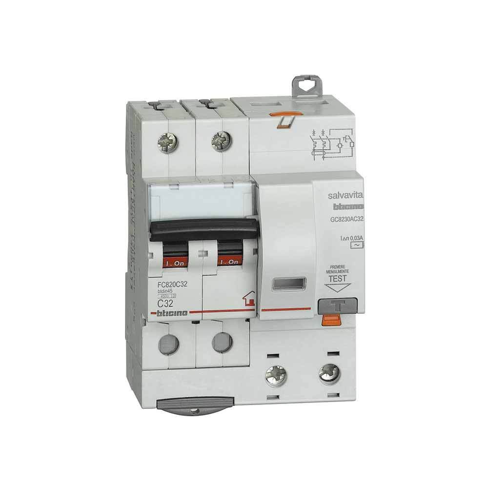 Interruttore Salvavita Differenziale Magnetotermico BTicino  GC8230AC16  16A