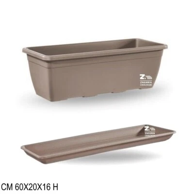 VECA - BLIM VASO BALCONIERA FIORIERA CASSETTA NAXOS AVANA PLASTICA 60 CM CON SOTTOVASO