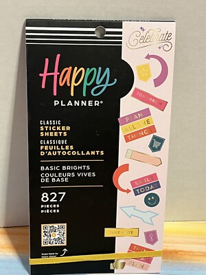NEW The Happy Planner Basic Brights Classic Sticker Sheets 827 pieces