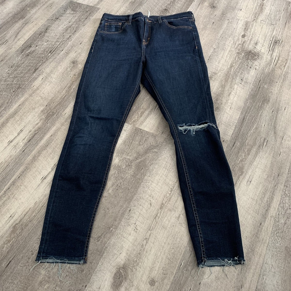 Topshop Jeans Womens Sz 32 Moto Jamie Dark Blue Denim Skinny Mid