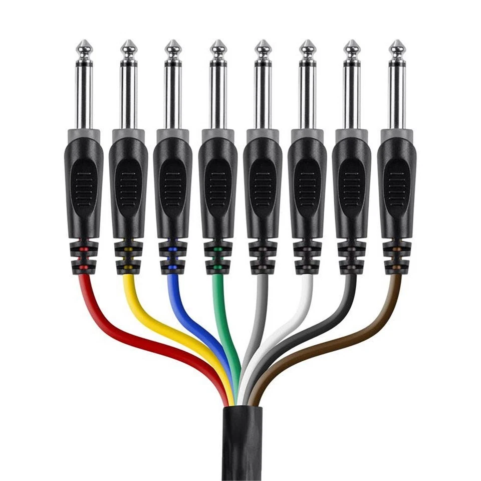 20FT 8-Channel 6.35mm 1/4" TS Mono Male to RCA Male Recording Audio Snake Cable - Image 2 of 3