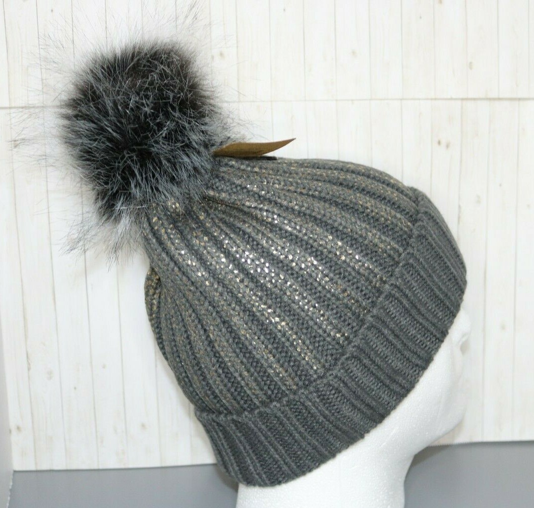Bonnet à Pompons Métallisé Noir Et Doré – Taille Unique – Marque C&K – Neuf Avec étiquettes