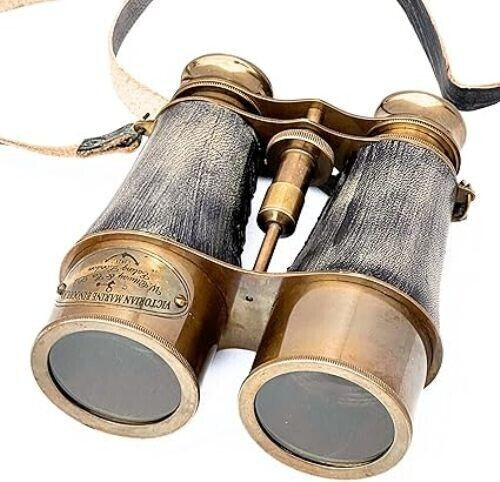 Antikes Marine viktorianisches Fernglas handgefertigt poliertes Leder Abdeckung Gürtel, 6 Zoll - Bild 2 von 9