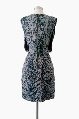 WAVERLY GREY Dress Silk Gray Black Green Sleeveless Pleats Lined Sz 8 - Picture 4 of 5