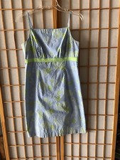 VINTAGE LILLY PULIZER 100% COTTON BLUE FLORAL LINED DRESS ZIP BACK SZ 4