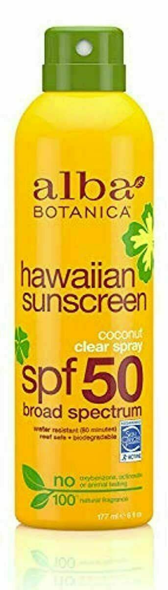 alba botanica sunscreen spray with coconut oil