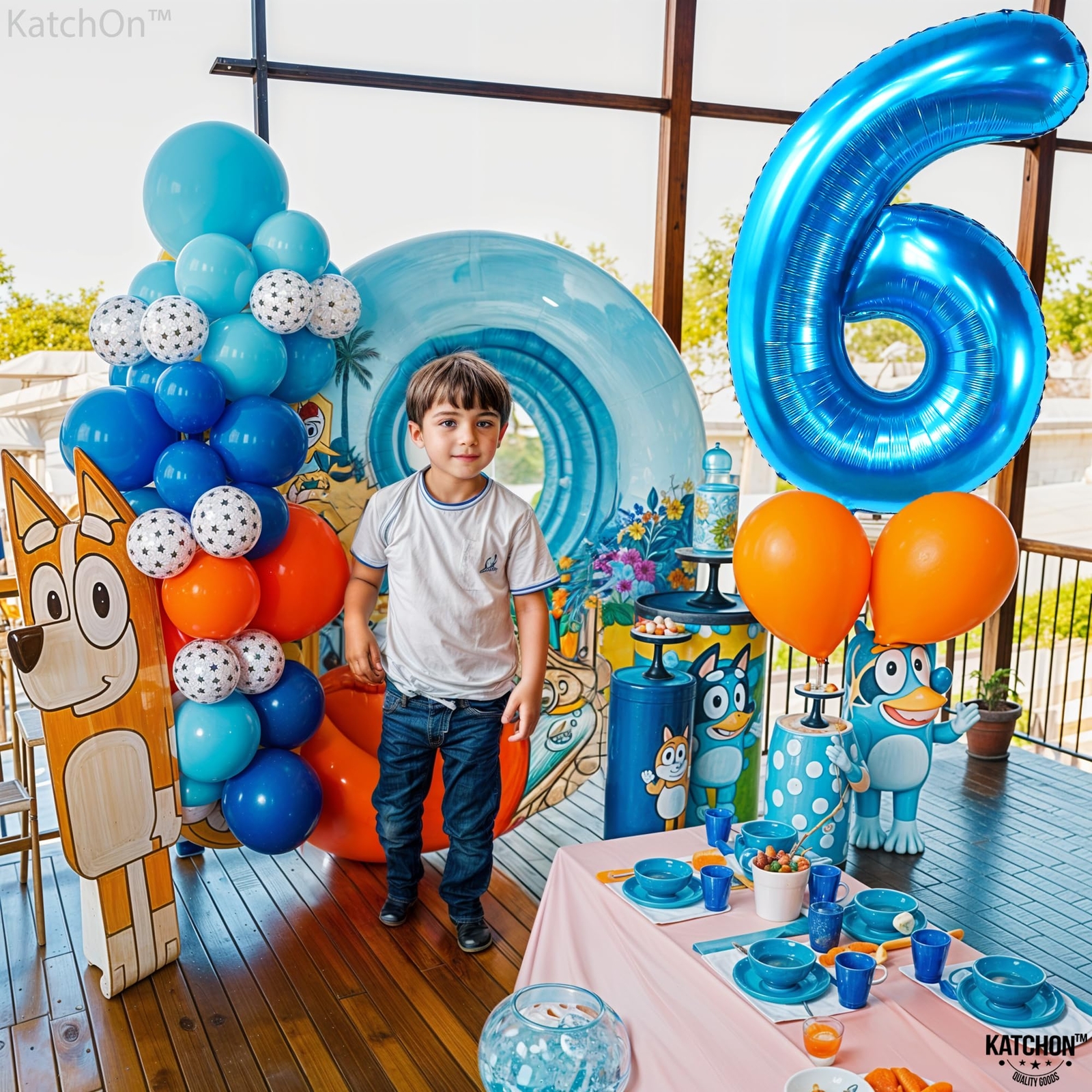 KatchOn Giant Blue Number 6 Balloon - 40 Inch | 6th Birthday Balloon for 6th ...