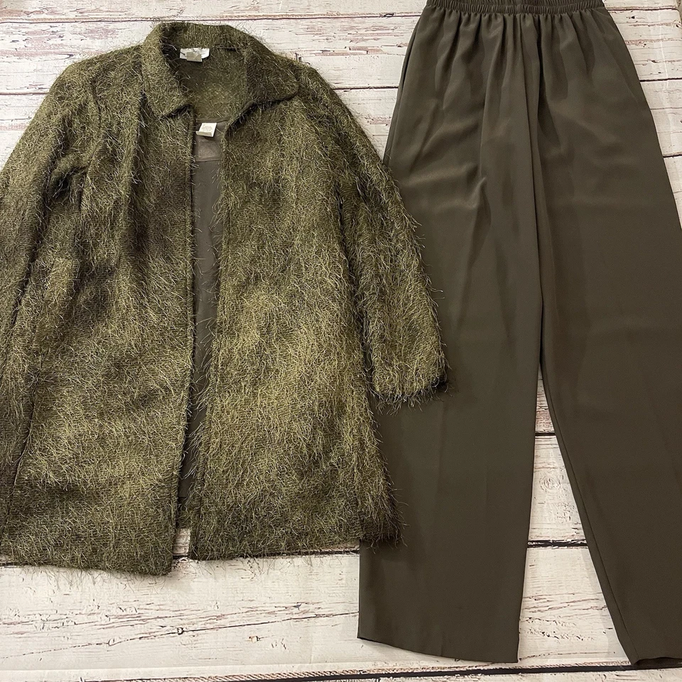 Conjunto de 3 piezas cárdigan sin mangas pantalones pequeños para mujer IC Collection By Connie’s Foto 3 de 4