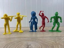 Vintage TIM-MEE Large Cowboys and Indians Plastic Toys 5" to 6" Made In The USA