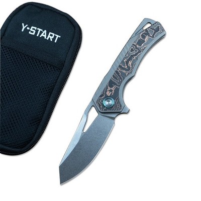 Y-START Folding Knife M390 Blade Titanium Handle Frame Lock YJ2509