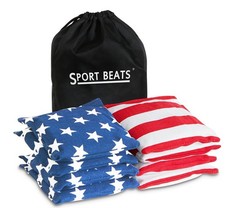 Cornhole Bags Set of 8 - Regulation Size Weight Bean Bags, Heavy Duty Doubl...
