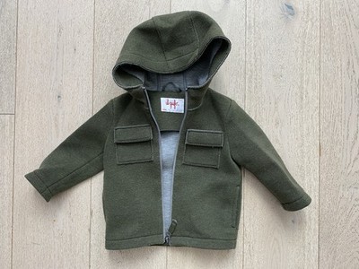 Il Gufo Boys kids Jacket with Hood Green Color with Zip Size 2T Made In Italy