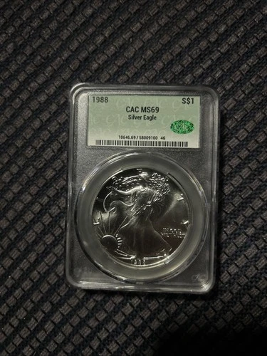 1988 CAC Graded MS 69 American Silver Eagle