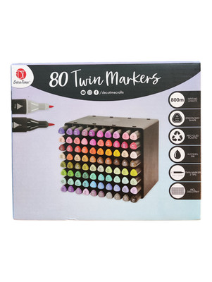 80-teiliges Twin-Markers-Set   doppelseitige Brush & Fine Marker Alkoholbasis