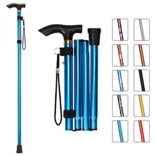 Folding Cane, Portable 5-Level Adjustable Height Walking Stick with Foldable ...