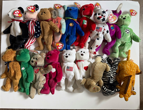 Ty Beanie Babies Lot of 18 Vintage Collection Bears Zoo Animals 1990s 2000s