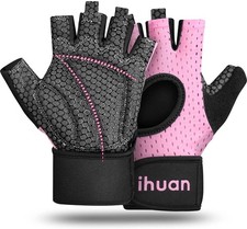 Breathable Gym Gloves Fingerless Extra Grip Wrist Support Workout Training Rowin