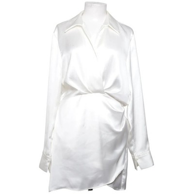 Zara, Wickelkleid, Größe: L, Weiß, Polyester, Einfarbig, Satin, Damen #fWz