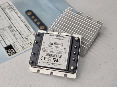 NEW Vicor V24B48C200BL DC-DC Converter 24V In to 48V Out 200W Includes Heatsink