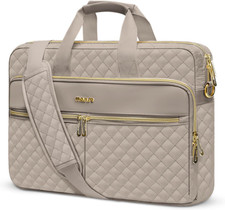 Taupe Brown Laptop Briefcase for 15-16 inch MacBook, HP, Dell, Lenovo
