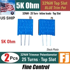 2x 3296W 5K Ohm Trimmer Potentiometer (502) POT 25 Turn Top Slot | US Ship