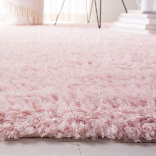 Madrid Shag Collection Area Rug - 3' Square, Blush, Solid Design, Non-Sheddin... - Picture 4 of 6