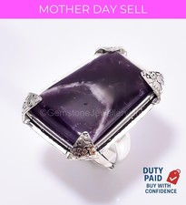 925 Sterling Silver Genuine Chevron Amethyst Anniversary Sister Band Ring Size 8