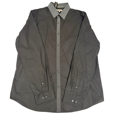 NWT Express Men's Slim Fit Button Down Dress Shirt Black XL | eBay