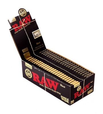 1 Box (50 Heftchen) RAW Black Single Wide, Regular Papers, extra-fein