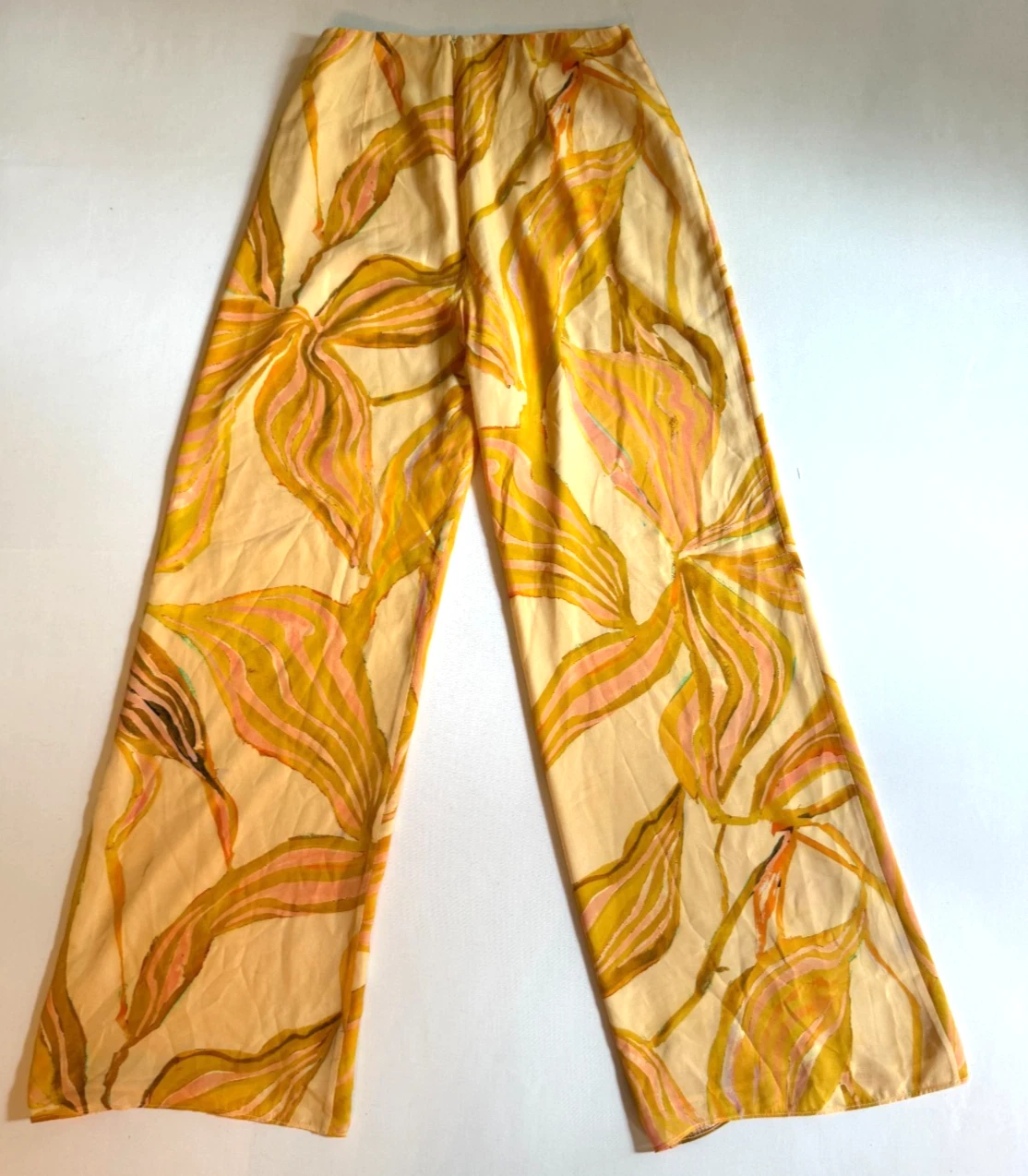 Alexis Cypher Yellow Wide Leg Relaxed Fit Flowy Trousers Pants SZ XS $395