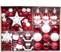 Weihnachtskugeln 70 StüCk Rot Weiß Christbaumschmuck Geschenkpaket