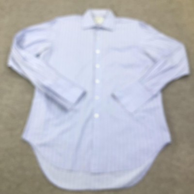 T.M.Lewin Dress Shirt Mens 16.5 36/37 Blue Stripe Finest Two-Fold Long Sleeve