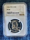 1956 Type 2 50C Silver Proof Franklin Half Dollar NGC PF 69, Gem With Mirror Fin
