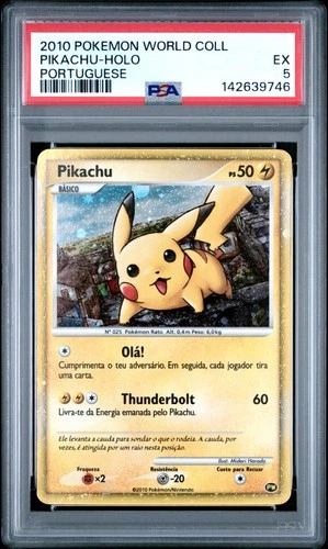 2010 POKEMON WORLD COLLECTION PORTUGUESE PIKACHU-HOLO PSA 5