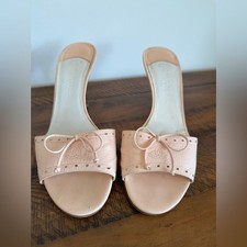 Chanel CC Logo Baby Pink Pastel Kitten Heels EU 39.5 US 9.5 Authentic Vintage