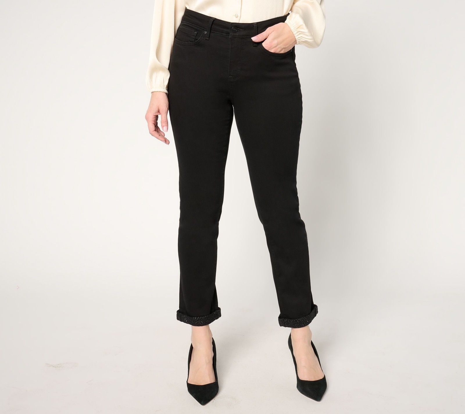 NYDJ Women's Plus Sz Pants 20W Sheri Slim High Rise Fashion Jean w Black A673905