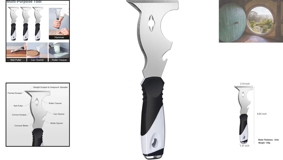 Cuchillo de masilla de acero inoxidable 10 en 1: herramienta versátil para pintores para todos los proyectos Foto 2 de 4