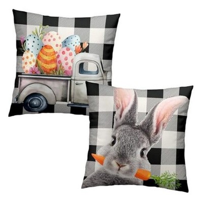 Eggs Pillow Covers 18x18 Set of 2 18'' x 18'' (Pack of 2) Easter Bunny Truck