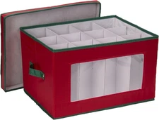 Household Essentials Holiday Stemware Storage Box, 1 Count (Pack of 1), Red 