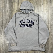 Polo Jeans Co Hoodie Mens XL Grey Pullover Vintage Ralph Lauren Graphic Logo
