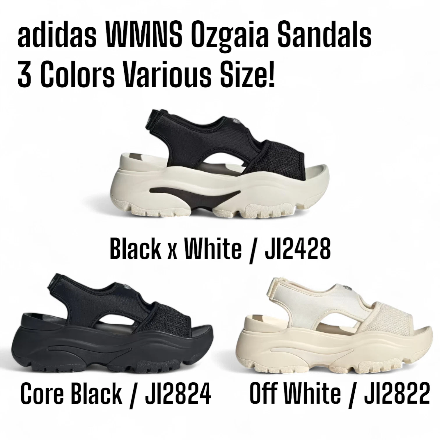 Sandali Adidas WMNS Ozgaia Core nero bianco sporco donna varie misure NUOVI con b F J