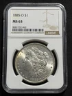 1885 O $1 Morgan Silver Dollar NGC MS63 - Beautiful Toning on Reverse