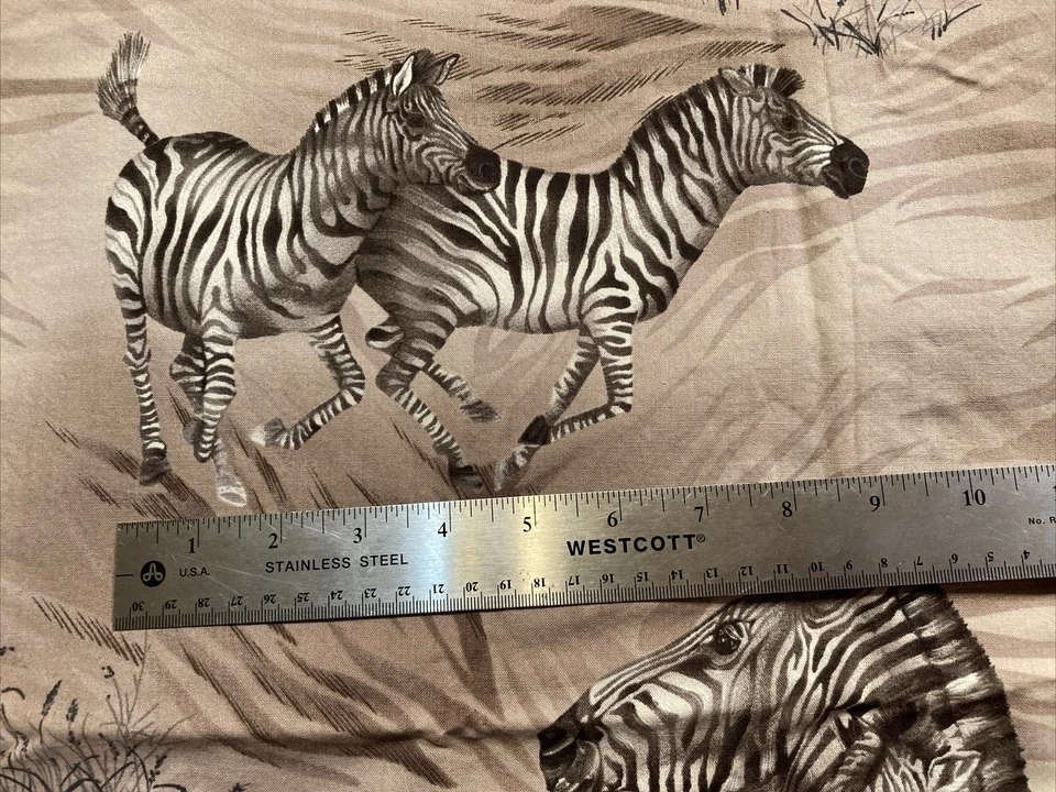 VTG Robert Kaufman Fabric Safari Zebras on Brown Directional 1Y x 44" Width - Image 2 of 3