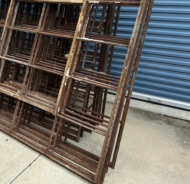 ANTIQUE 18 Lite Steel Industrial Shop 1 Window 98”x 62”Vintage. NO GLASS.Salvage - Image 4 of 4