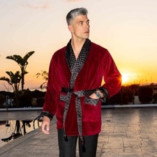 Quilted Smoking Robe Dressing Gown Dinner Host Jacket Cigar Lounge House Coat
