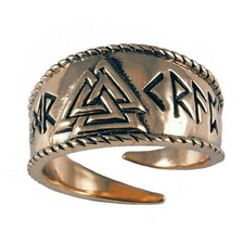 Bronze Wikingerring Valknutring 60-70 verstellbar Wikinger Wotansknoten