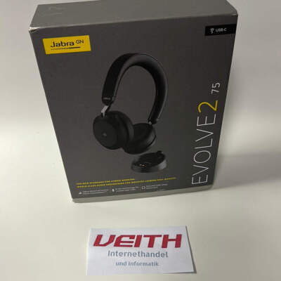   Jabra Evolve2 75 Wireless PC Headset mit Ladedock, 8-Mikro-Technologie NEU &