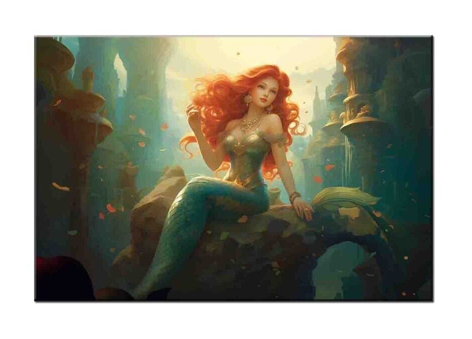 Mermaid Fantasy Oil Painting Printed On Canvas-Modern Home Art Wall Decoration