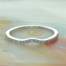 0.11Ct White Round Cut Stone Stackable Wedding Band Ring 925 Sterling Silver